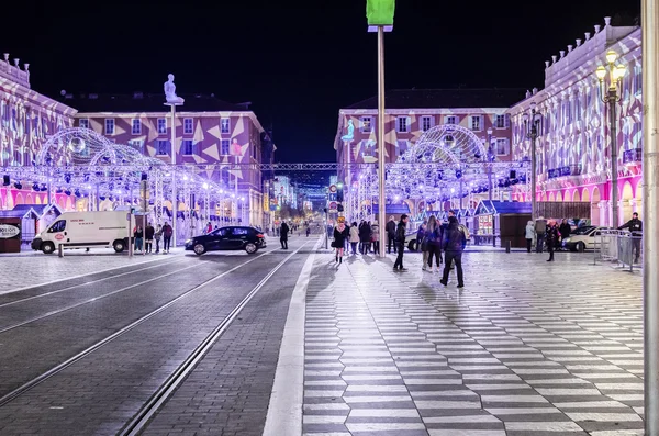 Place Massena and Fontaine du Soleil — Stock Photo, Image