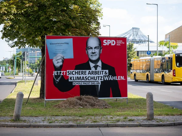 Cartel de campaña del SPD y Olaf Scholz en Berlín, Alemania — Foto de Stock
