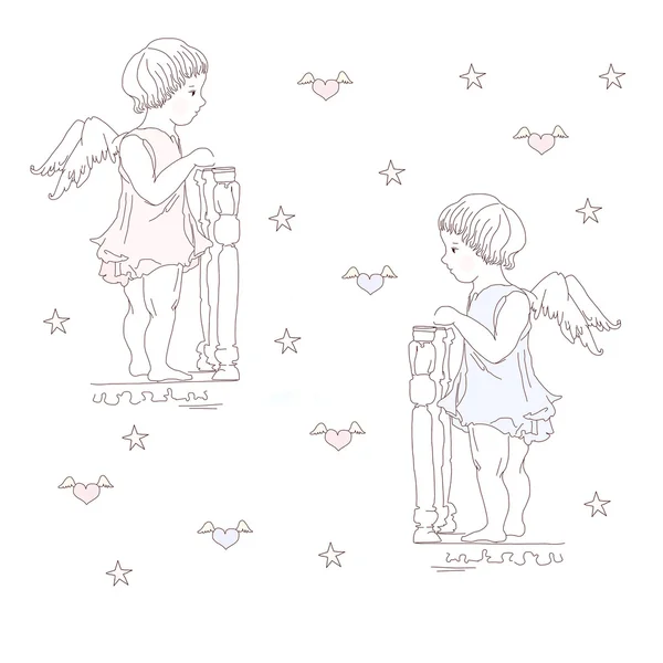 Melekler ve bulutlar, illüstrasyon