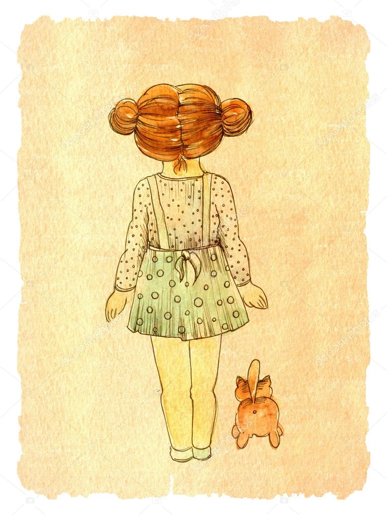 girl standing with cat