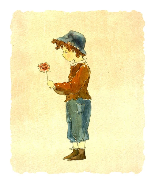 çiçek, suluboya çocukla