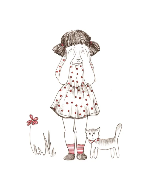 Kız ağlıyordu, kedicik