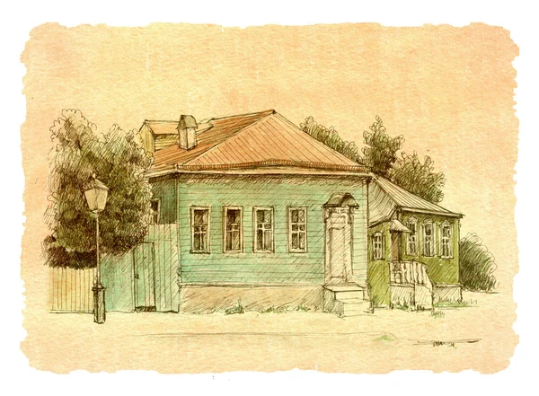 ev, illüstrasyon, suluboya