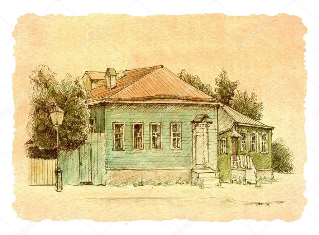 house, illustration, watercolor