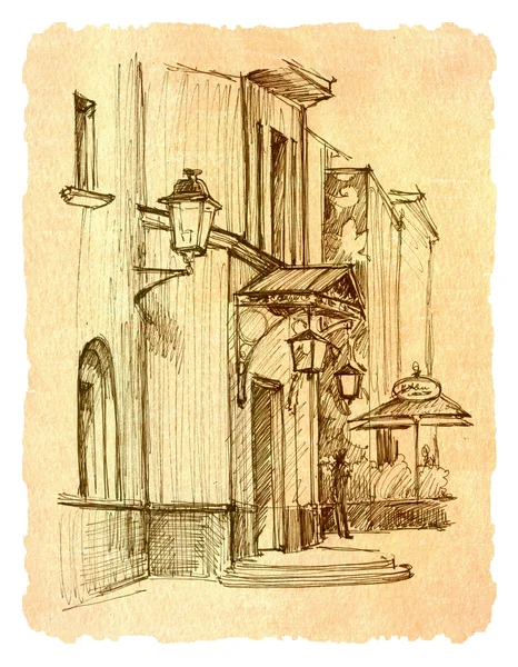 Architectural sketch, drawing, sketch — Stock Photo, Image