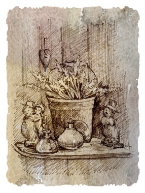 sketch of still life, drawings, watercolors clipart