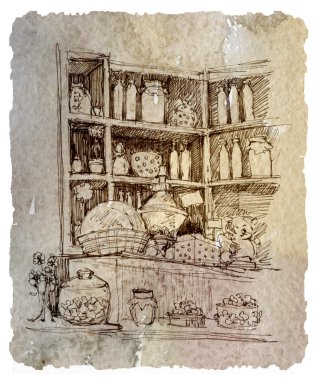 kafe iç tasarım, çizim, grafik