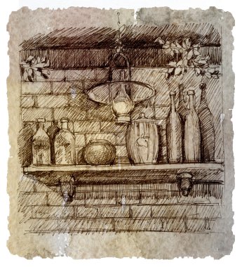 kafe iç tasarım, çizim, grafik