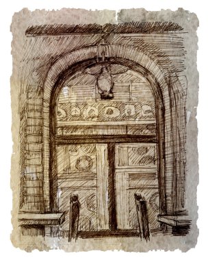 kafe iç tasarım, çizim, grafik