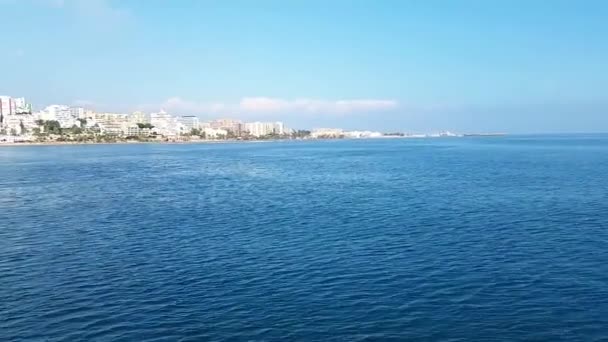 Walking on a catamaran on the sea. — Stock Video