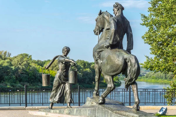 Veshenskaya Russia Composizione Scultorea Gregorio Aksinya Dedicata Agli Eroi Del — Foto Stock