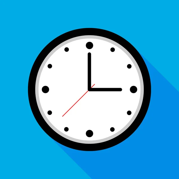 Icône de l'horloge, illustration vectorielle design plat avec ombre longue — Image vectorielle