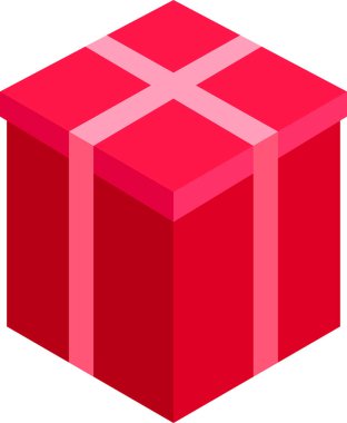 Beyaz arka planda izole edilmiş kurdeleli Isome Noel hediye kutusu. Vektör illüstrasyonu