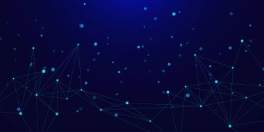 Soyut moleküler yapı ve mühendislik kavramı. Dijital iletişim, teknoloji ve bilim geçmişi için fütürist pleksus tasarımı. Vektör illüstrasyonu