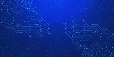 Yapay zeka devre kartı teknoloji dokusu soyut arka plan. Koyu mavi şablon üzerinde gelecekçi yarı iletken ve bilgisayar işlemcisi. Vektör illüstrasyonu