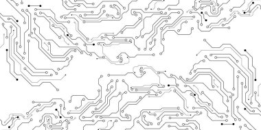 Beyaz arka planda devre kartı teknolojisi dokusu. Elektronik elementler ve gelecekteki bilgisayar tasarımı. Ağ ve pankart şablonu için uygun. Vektör illüstrasyonu