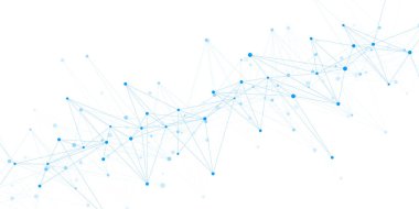 Soyut pleksus ya da beyaz zemin üzerindeki noktaları ve çizgileri birleştirmek. Teknoloji, küresel ağ bağlantısı, bilim ve büyük veri görselleştirme şablonu tasarımı. Vektör illüstrasyonu