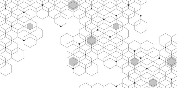Abstract geometric with hexagon pattern and dots on white background. Vector illustration