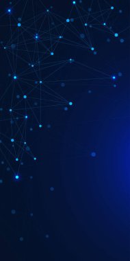 Ağ bağlantısı için fütürist ışıldayan pleksus tasarımı. Büyük veri görselleştirmesi. Yapay zeka, yenilik, bilim ve teknoloji için tasarım. Vektör illüstrasyonu