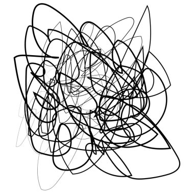 Beyaz arka planda dağınık siyah karalama çizgileri. Vektör illüstrasyonu