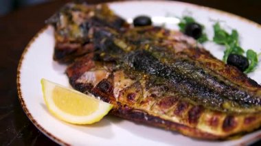 Izgara uskumru yemek ve Japon yemekleri. Yüksek kalite 4k görüntü