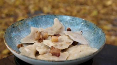 Ukrayna gelenekleri tatil masasında çeşitli yemekler sunar. Yüksek kalite 4k görüntü