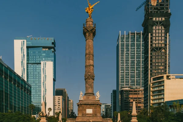 Meksika, Mexico City, DF. 14 Kasım 2025: Bağımsızlık Meleği ve mavi gökyüzünün heykeli.