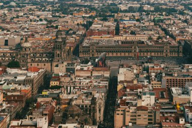 Meksika, Mexico City, DF. 15 Kasım 2025: Plaza de la Constitucin 'in panoramik görüntüsü.