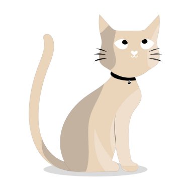 Kara Yakalı Kedi çizgi filmi, büyük gözlü, siyah yakalı, yaratıcı tasarımlar için mükemmel bir çizgi film kedisinin vektör çizimi.