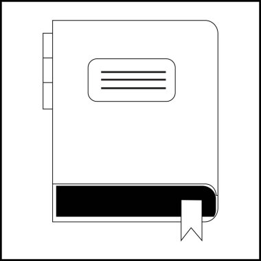 Kara Kitap simgesi, basit kitap sembolü, resimli resim, çizgi film açık kitap ve sayfalar. Eğitim konsepti. Çizgi çizme. Açılmış kitap amblemi. Uçan sayfalar. Dünya Kitap Günü.