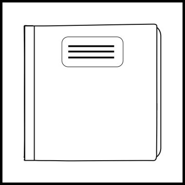 Kara Kitap simgesi, basit kitap sembolü, resimli resim, çizgi film açık kitap ve sayfalar. Eğitim konsepti. Çizgi çizme. Açılmış kitap amblemi. Uçan sayfalar. Dünya Kitap Günü.