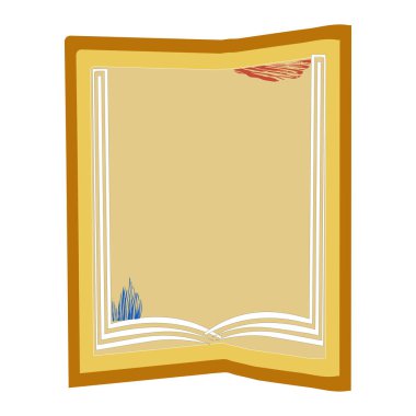 Kitap kağıdı açık veya ders kitabı sayfaları metin vektörü simgesi düz çizgi film illüstrasyonu renk arkaplanı klibiyle izole edilmiş, tek kitap