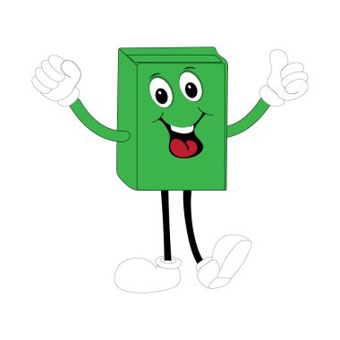 Sevimli çizgi roman karakteri farklı duygulara sahip ve hareket halinde. Çizgi film koleksiyonu, eski moda karakterler. Vektör düz simgeleri beyaz arkaplanda izole edildi.