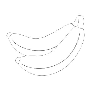 Muz siyah çizgisi ve siluet simgesi tasarım vektör çizimi, tek meyve, beyaz arkaplanda yaz sembolü.