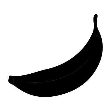 Muz siyah çizgisi ve siluet simgesi tasarım vektör çizimi, tek meyve, beyaz arkaplanda yaz sembolü.