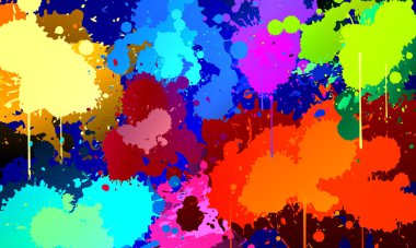 Parlak renkli suluboya sıçrama lekesi fırça darbeleri. renk boyası.