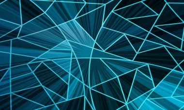 Soyut düzensiz çokgen arkaplan tam spektrumlu üçgen desenli. Mozaik parlak mavi.