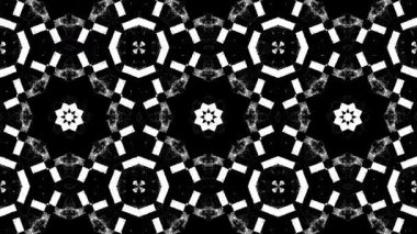 Kusursuz döngü animasyon siyah beyaz geometrik kaleydoskop deseni. tek renk kiremit hareketi.