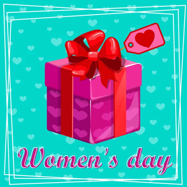 8 3 월입니다. 여성의 날 인사말 카드입니다. 축 하 선물 상자 — 스톡 벡터