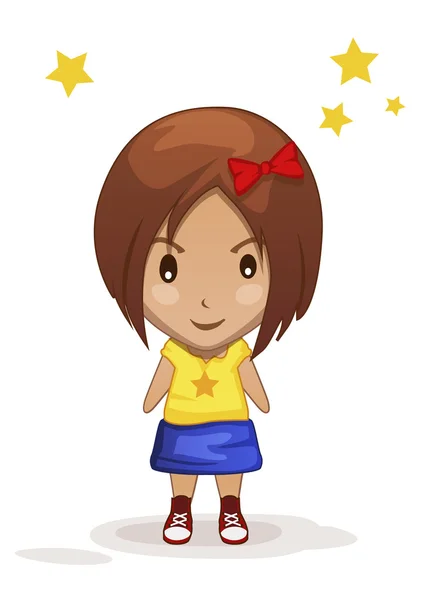 Cute cartoon children girl in vector — Stock Vector