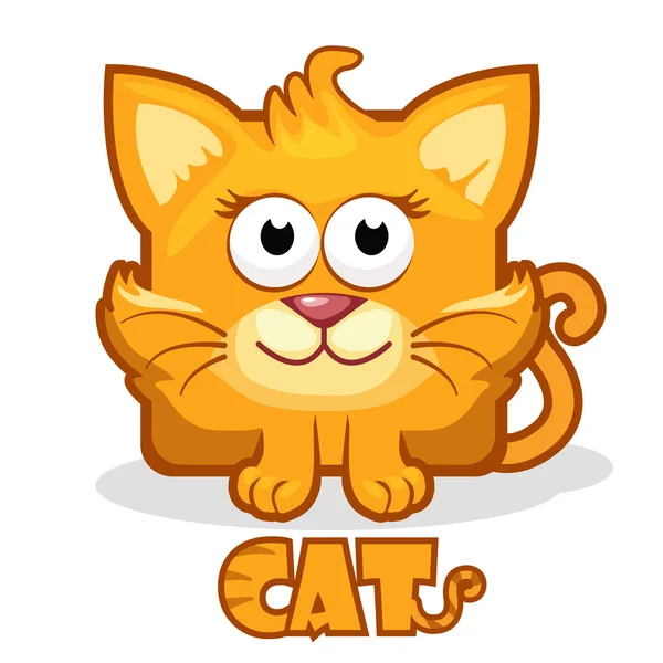 귀여운 만화 광장 고양이 — 스톡 벡터
