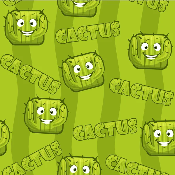 Modello senza cuciture con quadrato smiley cactus — Vettoriale Stock