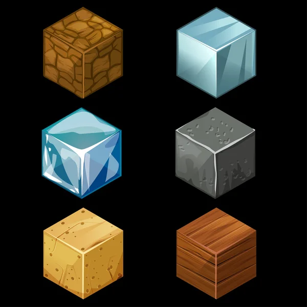 3D Game block Isometric Cubes Set elements — Stock Vector