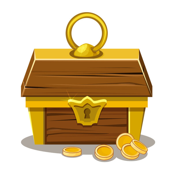 wood Treasure chest and coin