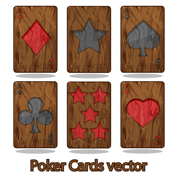 Trä poker spelkort — Stock vektor