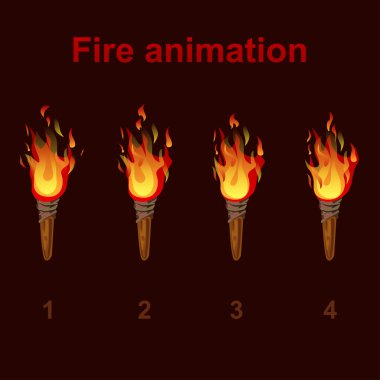 Meşale yangın animasyon sprite, alev video kareleri 