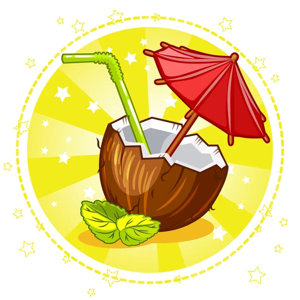 Cóctel de coco exótico . — Vector de stock