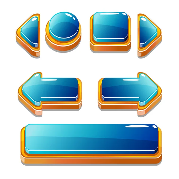 Botones de oro y blu para juegos o diseño web — Vector de stock