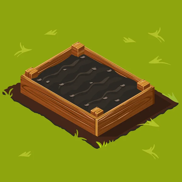 Caja de madera de jardín vegetal. Set 13 — Vector de stock