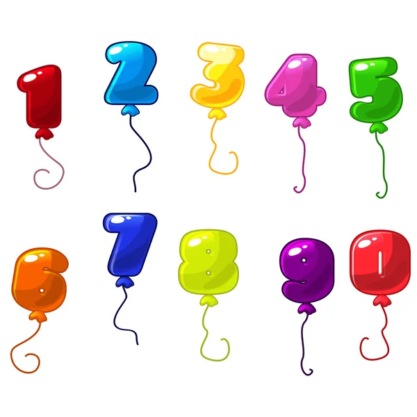 Número de balões ícones —  Vetores de Stock